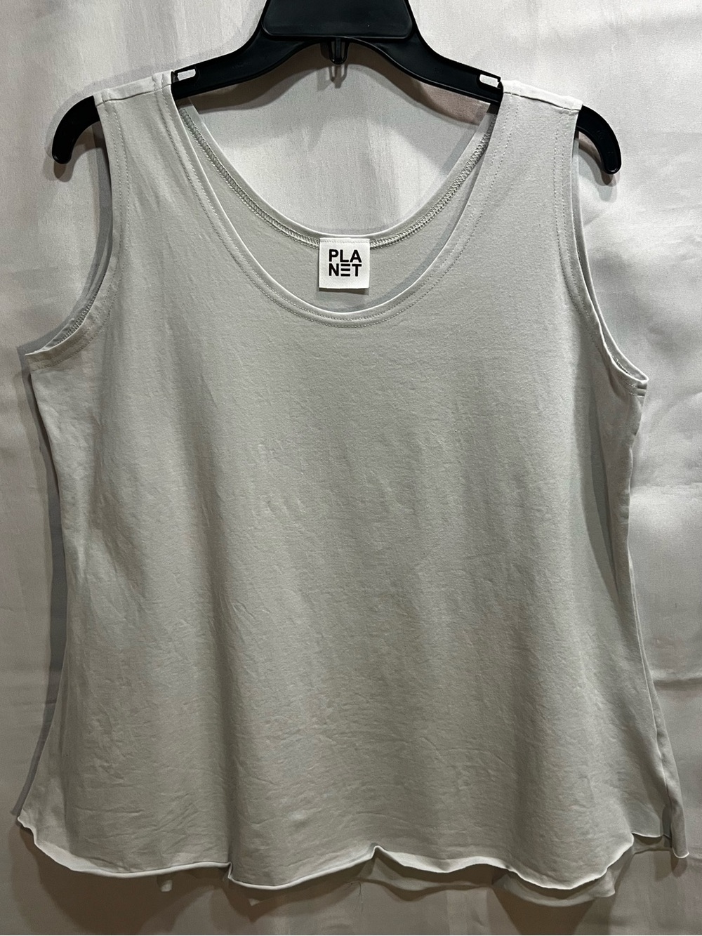 Planet Women's Scoop Neck Tank Top Pale Gray Cotton Lycra Size 3 (14/XL)